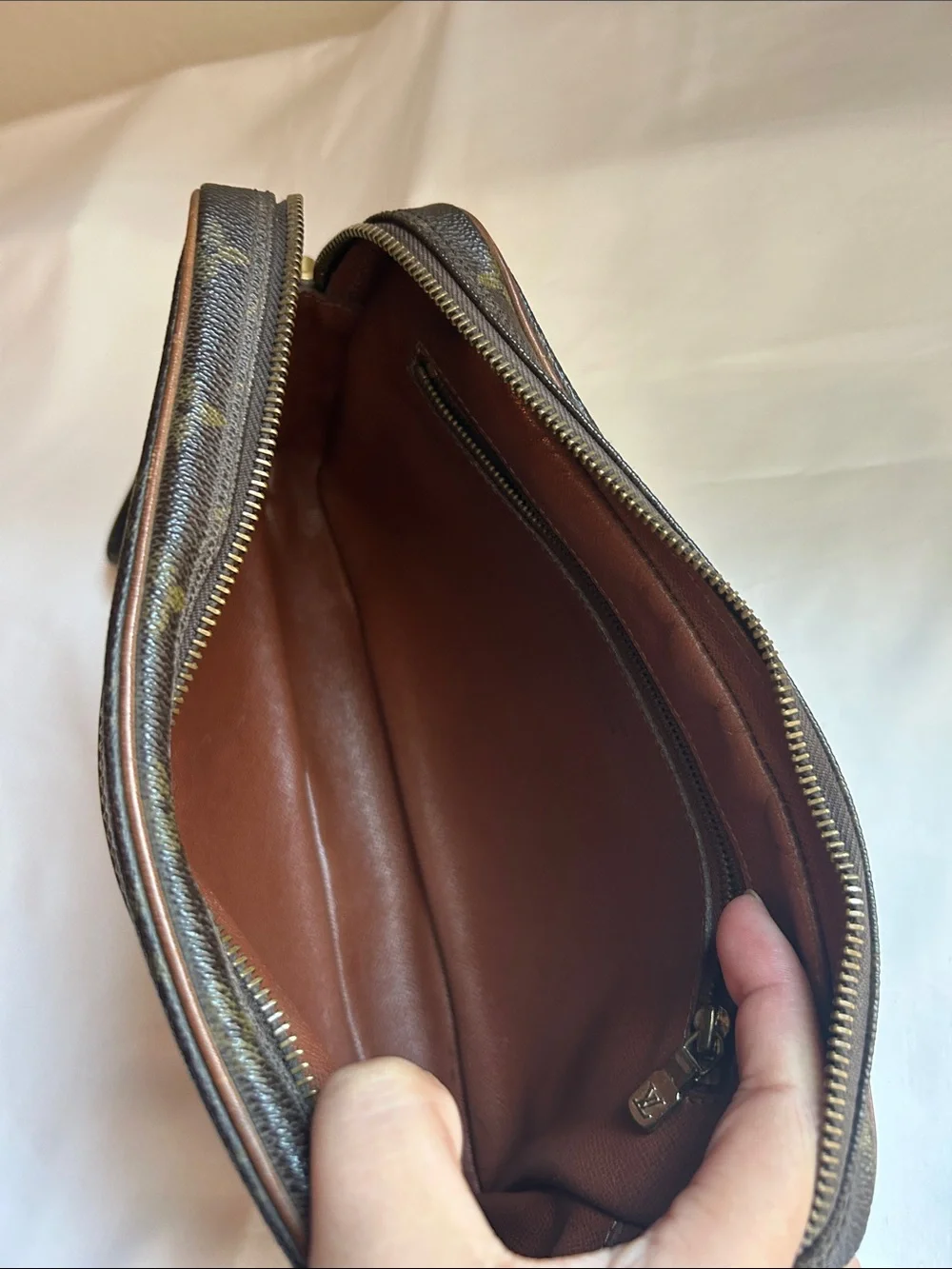 Louis Vuitton Monogram Wristlet in Brown and Tan